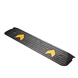 Wiltec Schwellenrampe bis 50 t, Rampe aus robustem Gummi 1130 x 240 x 25 mm, gelbe Reflexionsbänder...