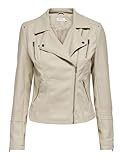 ONLY Damen Biker Kunstleder Jacke | Langarm Shacket Übergangs Blazer | PU Coated Shirt ONLGEMMA,...