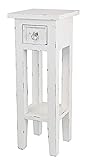 Spetebo Mahagoni Beistelltisch mit Schublade 67 x 25 cm - Shabby weiß - Vintage Holz Telefontisch -...