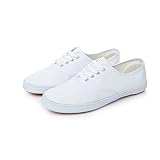 Segeltuchschuhe Damen Weißm, Leichte Stoffschuhe Damen Sommer Halbschuhe Flache Sohle Sportschuhe...