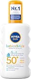 NIVEA SUN Babies & Kids Sensitiv Schutz Sonnenspray LSF 50+ (200 ml), extra wasserfestes Sonnencreme...