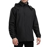 PYALT Herren Regenjacke Wasserdicht Atmungsaktiv Outdoorjacke Windbreaker mit Kapuze Leichte...