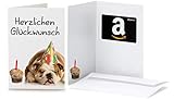 Amazon.de Geschenkkarte in Grußkarte (Geburtstag Bulldog)