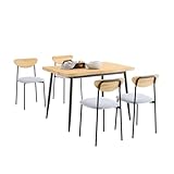 SoBuy Essgruppe Esstisch Set 5-teilig Bartisch mit 4 Stühlen, Komfortable Stühle mit...
