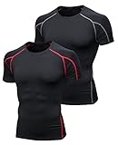 Niksa Funktionsshirt Herren Kurzarm 2 Stück Kompressionsshirt Männer Laufshirt Sportshirt mit...