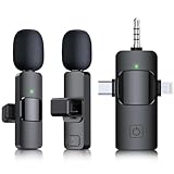 NVKHG Lavalier Mikrofon, 3 in 1 Drahtloses, Wiederaufladbares Mini-Mikrofon, Kompatibel mit Kamera,...