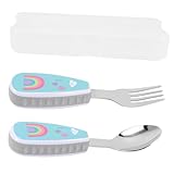 LOLIPPYY Besteckset aus Edelstahl mit Cartoon motiv Ergonomisch Geformte Löffel und Gabel für...
