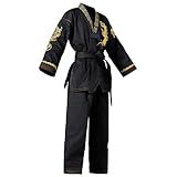 XUMKFJRE Schwarzer Taekwondo Gi Uniform Set Leichter Taekwondo Anzug mit Gürtel for Kinder und...