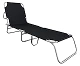 3-Bein Gartenliege klappbar mit Tragegurten - schwarz - Relax Sonnenliege mit 4-Fach verstellbarem...
