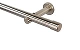 iso-design Gardinenstange 20 mm Farbe Edelstahl, Vorhangstange zur Wand- und Deckenmontage geeignet,...