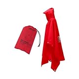 INACMWIH Regenponcho mit Kapuze 3 in 1 Regenjacke für Outdoor Klettern Rot 230x140cm, Rot, 230 x...