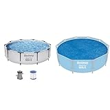 Bestway Steel Pro MAX Frame Pool-Set mit Filterpumpe Ø 305 x 76 cm, lichtgrau, rund & Flowclear™...