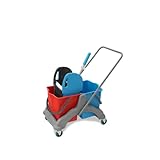 Hypafol Putzwagen Reinigungswagen | 2x25l Eimer mit Trennwand | Kunststoff Wischeimer mit Presse |...