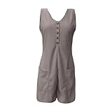 Damen Einteiler Strampelanzug Sommer Ärmellos Jumpsuit Kurz Strampler Frauen Body Suits Jumpsuits,...