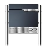 Metzler Standbriefkasten in Anthrazit - Pulverbeschichtet & mit Zeitungsfach - Inkl. Edelstahl...