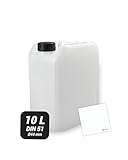 Trevendo Wasserkanister 10 Liter (DIN 51, Ø44 mm) - eingeprägte Literskala - Lebensmittelecht -...