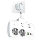 PLLYPE Steckdosenleiste 2-Fach, 2 Fach Steckdosenleiste mit USB, Steckerleiste Steckdosenadapter,...