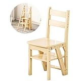 2-in-1 Klappbarer Holzleiter & Tritthocker, multifunktional, tragbar, zur Aufbewahrung und für den...