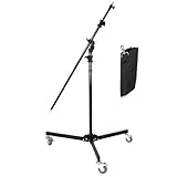 Walimex pro Galgenstativ mit Rollen, Tripod höhenverstellbar 130-390 cm, ausziehbarer Teleskoparm...