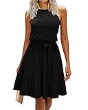 Newshows Sommerkleid Damen Knielang Elegant Kleid Neckholder Sommer Ärmellos Freizeitkleider mit...