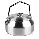 Wasserkessel 1L aus Edelstahl, Camping Wasserkocher, Tragbare Campingkessel mit Anti Heißgriff,...