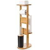 Yorbay Stand WC-Garnitur aus Bambus, mit Toilettenpapierhalter und WC-Bürstenhalter/Smartphone...