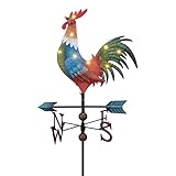TERESA'S COLLECTIONS Wetterhahn Windfahne,Metall-Hahn Wind Vane 86cm,Bunt...
