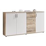 BOBBY Kommode in Old Style Optik, Weiß - Modernes Sideboard mit viel Stauraum für Ihren...