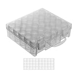 XuQiZZpp Klarsicht-Schmuckkästchen, 30 Fächer, weißer Schnappdeckel, Flaschen, verstellbare...