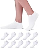 Niorasen Sneaker Socken Herren Damen, 10 Paar Baumwolle Kurze Sneakersocken Halbsocken, Weiß 39-42