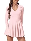 ABOCIW Langärmeliges Damen-Tenniskleid, Polo, V-Ausschnitt, athletisches Kleid mit Shorts, Workout,...
