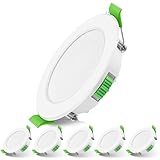 Mizlay 6er Set LED Einbaustrahler 230V Dimmbar 7W 88mm (Lochmaß 70-75mm), IP44 Außen LED Spots...