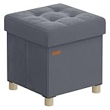 SONGMICS Sitzhocker mit Stauraum, Hocker faltbar, 38 x 38 x 40 cm, Aufbewahrungsbox mit Deckel,...