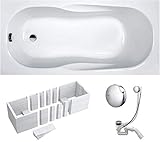 VBChome Badewanne 160x70x41 cm Acryl SET Rechteckwanne, Styroporträger, Siphon, Ablaufgarnitur...