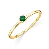 OROVI Damen Goldschmuck, Verlobungsring mit Smaragd, Gold Ring mit Solitaire Edelstein Geburtsstein...