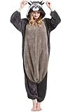DarkCom Tier Onesie Halloween Cosplay Grau Waschbär Kostüm Karneval Einteiliger Pyjamas Jumpsuit...
