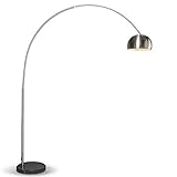 Qazqa - Moderne Bogenlampe Stahl I Silber I nickel matt verstellbar - Grande I Wohnzimmer -...