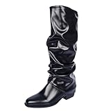 Stiefel für Damen, kniehoch, kniehoch, mit spitzem Zehenbereich, Retro-Stiefel, wasserabweisend,...