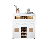 10A1WW22 Fun Plus Weiß/Eiche Altholz Nb. Barschrank Bar Kommode Theke Sideboard Getränke ca. 120 x...