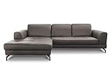 CAVADORE Ledergarnitur Benda/ Großes Ecksofa mit XL-Longchair links & Federkern / Inkl....