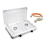 CFH Zweiflammkocher Capri ZK 421 – Camping Gaskocher 2-flammig mit 50 mbar Gasdruckregler & 80 cm...