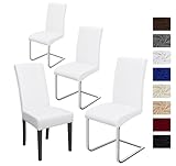 Stuhlhussen 4 Stück, Stretch-Stuhlbezug elastische Moderne Husse Elasthan Stretchhusse Stuhlbezug...