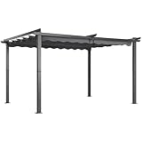 Angel Living Garten Pergola 3 x 4 m Pavillon Gartenpavillon aus Aluminium in anthrazit, Dachrohre...
