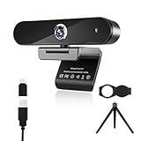 Nisheng 4K Webcam, Autofokus Webcam 4K mit Privatsphäre Abdeckung und Stativ, Plug and Play, Webcam...