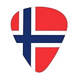 Gitarrenplektren mit norwegischer Flagge, mit Organizer-Aufbewahrungsbox, dünn, mittelschwer, für...