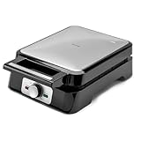 Huslog Waffeleisen 1500W XXL Für 4 Grosse Waffeln Temperaturregelung Silber