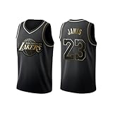 # 23 J a m e s Schwarz Gold Basketball Jersey, Unisex ärmellose Sport Weste Shirt.,Schwarz,L
