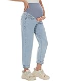 AVOG Umstands-Boyfriend-Jeans, hohe Taille, dehnbar, Denim, Schwangerschaftshose mit 4 Taschen,...