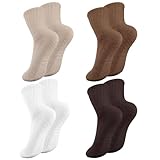 4 Paare Pilates Socken, Stoppersocken Damen Yoga Socken 35-42, Erwachsene rutschfeste, Anti Rutsch...