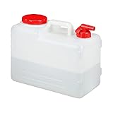 Relaxdays Wasserkanister mit Hahn, Schraubdeckel, Trinkwasserkanister Camping, 15l Tank, BPA-frei,...